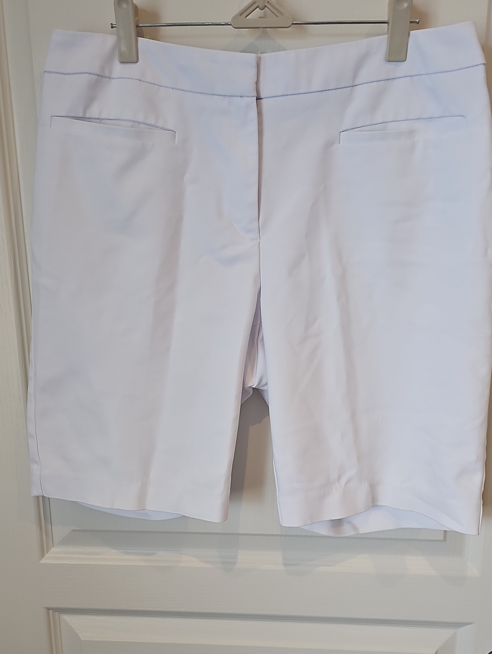 Chico's White Bermuda Shorts with Subtle Topstitch